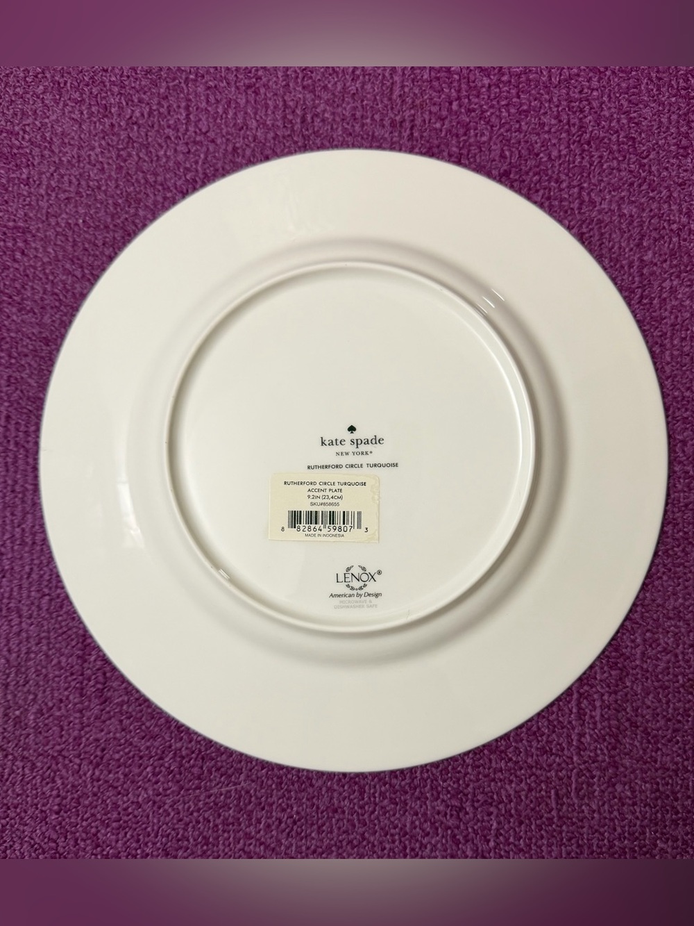 NWT Kate Spade New York LENOX Rutherford Circle Turquoise Accent Plate, 9.2” - Picture 3 of 4